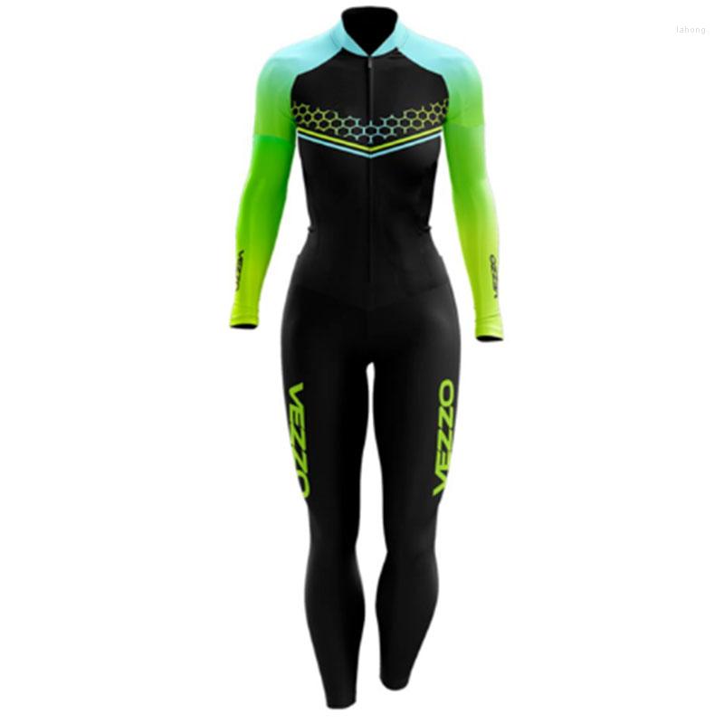 

Racing Sets Women's Cycling Clothing Long Sleeve Jumpsuit Monkey Female Cyclist Outfit With Gel Summer Outdoor Sports Bike Triathlon-G, 3016