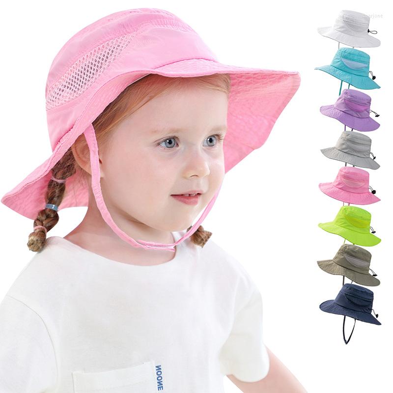 

Hats VChildren Sun Hat Adjustable Windproof Boys Girls Protection Summer Travel Beach Wide Brim Clothes Accessories, 02