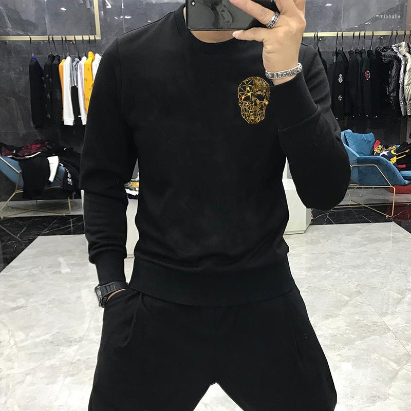 

Men's Hoodies Autumn And Winter Men's Top Warm Soft Hoodie Diamond Shiny Youth Bottoming Sweatshirt Pullover, As shown asian size