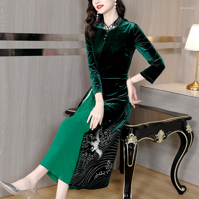 

Casual Dresses Autumn Black Gold Velvet Dress Women O-Neck Midi Sleeve Long Bodycon Mermaid Sexy Party Costume Woman Night