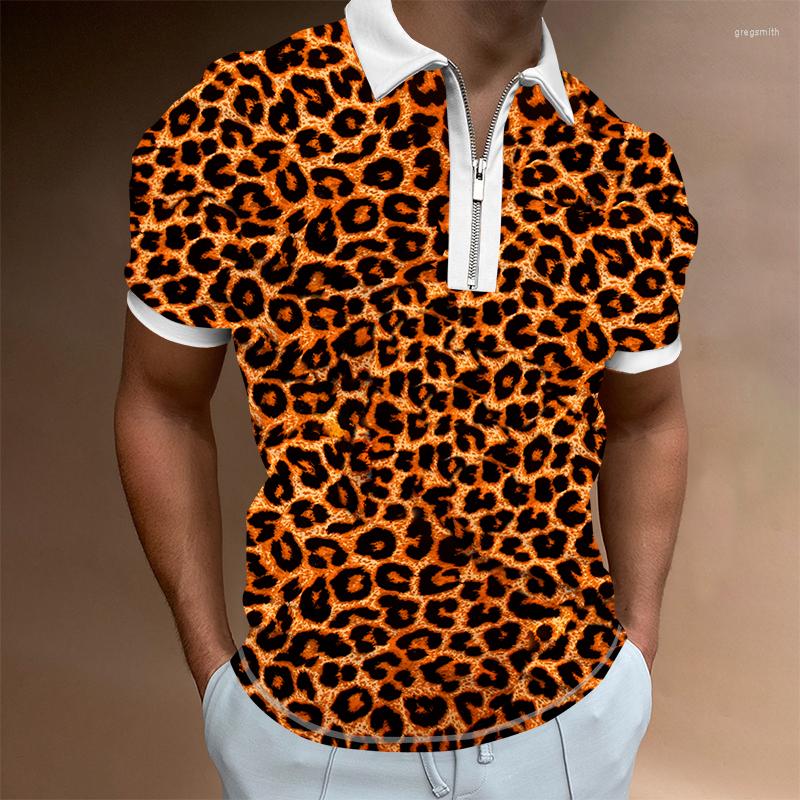 

Men' Polos 2022 Polo Printing Gold Yellow Leopard Clothing Men Loose Short Sleeve Tops Homme Social Club Prom Shirt -5XL, Pl12
