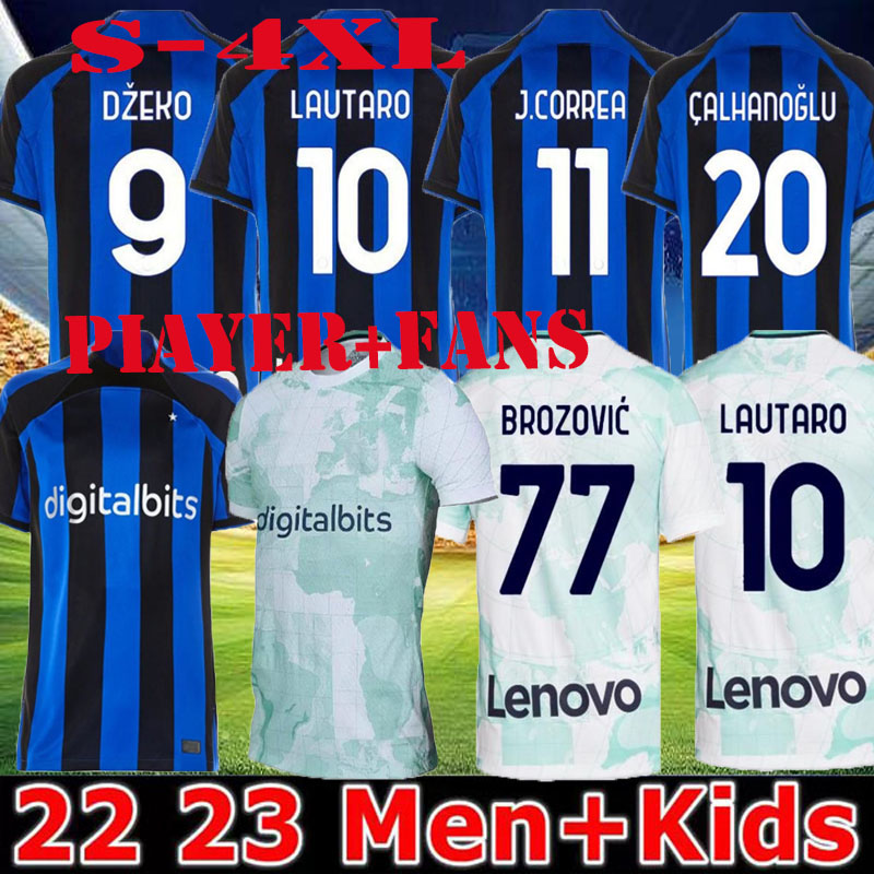 

LUKAKU J.CORREA soccer jersey 22 23 BARELLA LAUTARO MILANS ERIKSEN Acerbi away DZEKO Gosens UNIFORMS football shirt Asllani Bellanova 2022 2023 men kids kit s-4xL, Home