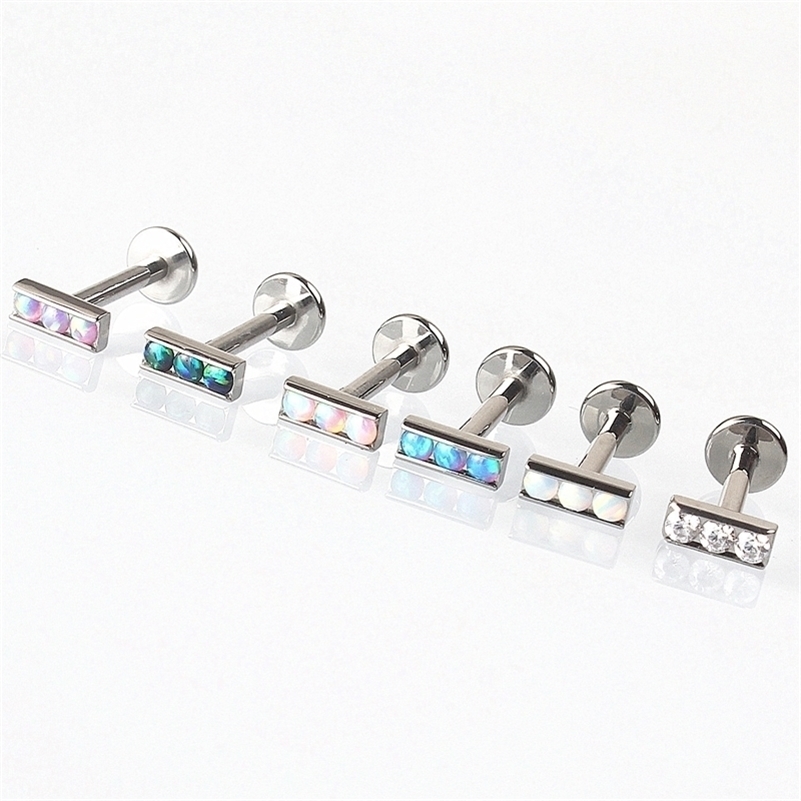 

Labret Lip Piercing Jewelry Belly Chains ASTM 36 16G Internally Threaded Labret with Channel Set Round CZ Ear Helix Tragus And Opal Lip Piercing Jewelry 220930