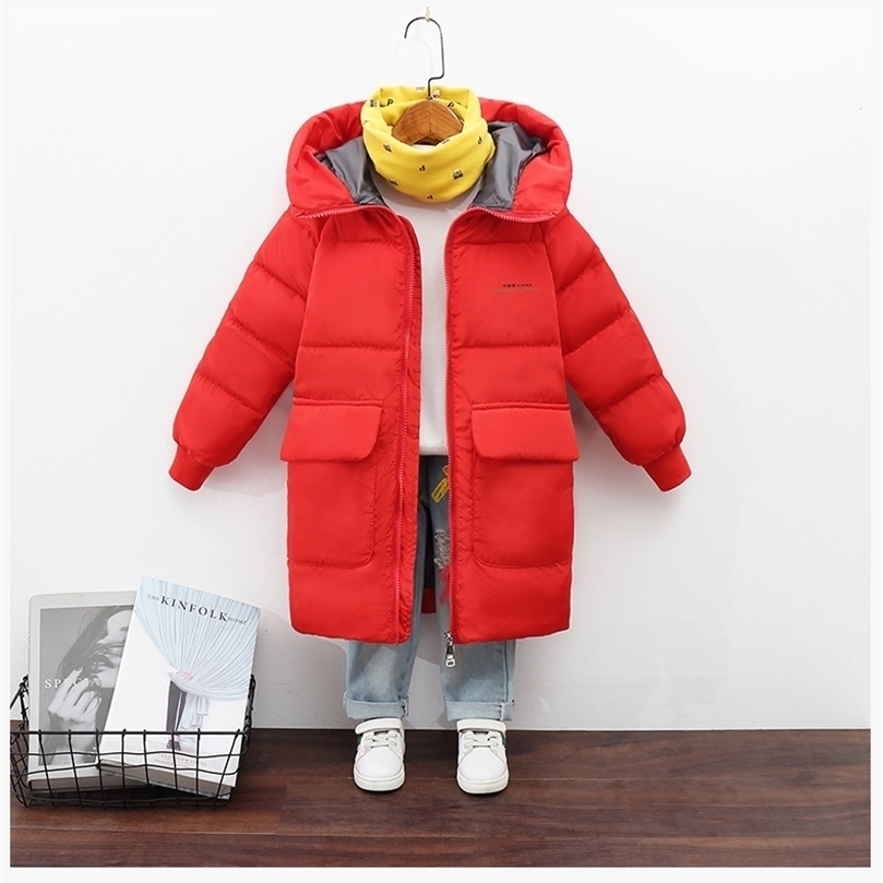 

Down Coat Girls clothes winter Bread clothing coat Overcoat fashion boy 210Age beibei thick warm hooded long high quality Down jacket 2201006, Photo color
