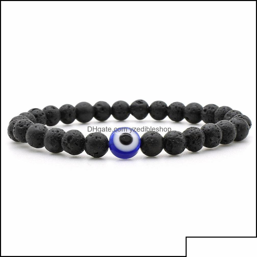 

Beaded Strands Beaded Strands Turkish Evil Eyes Bracelet Black Natural Stone Beads Obsidian Men Braslet For Women Yoga Hand Jewelry Dhr6N