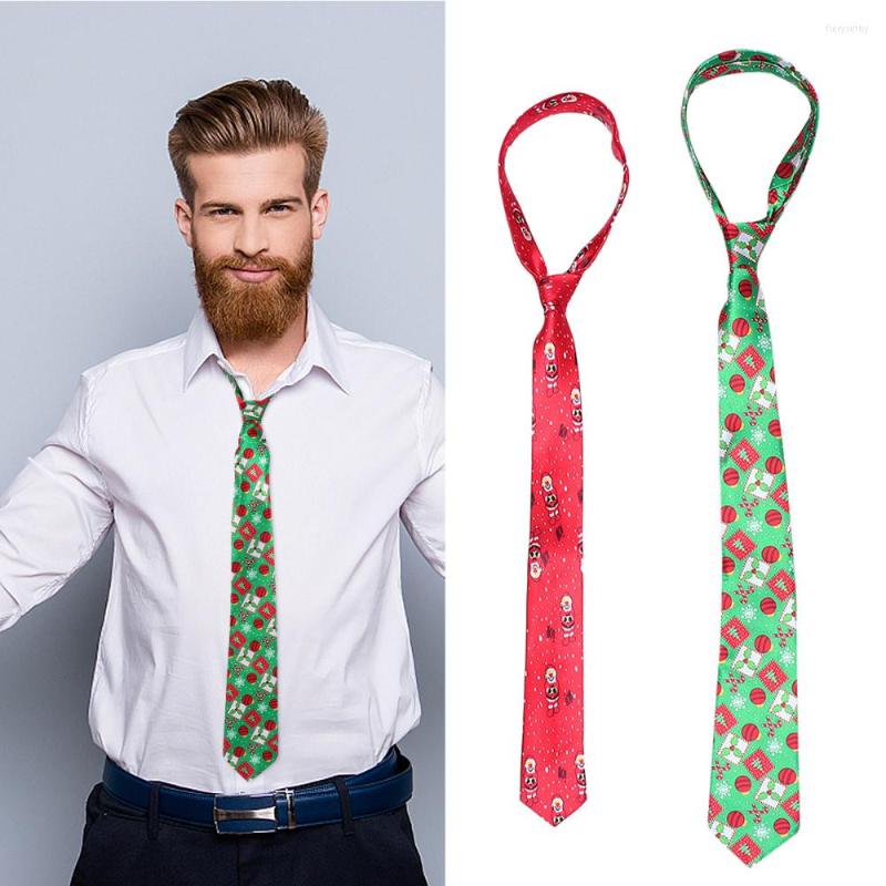 

Bow Ties 2Pcs Christmas Polyester Necktie Printed Tie Party Costume Decorative