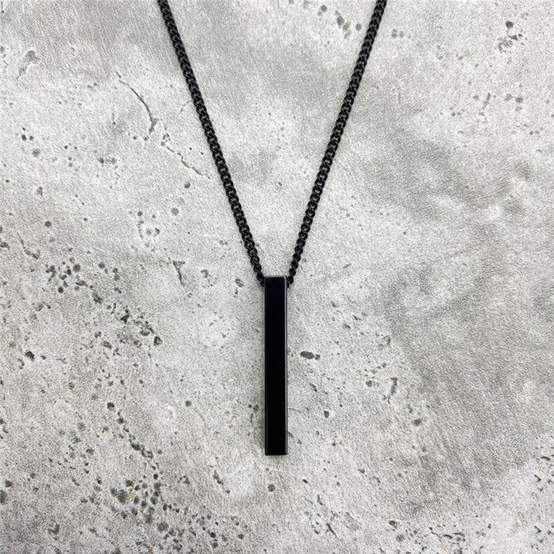 

Chains Classic Rectangle Pendant Necklace Men Stainless Steel Black Color Cuban Chain For Jewelry GiftChains