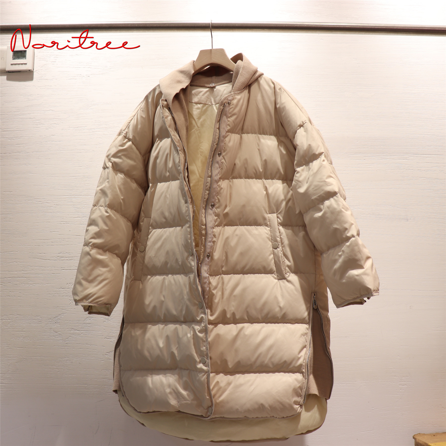 

Women's Down Parkas Long Cashmere knit Hooded Duck Down Coats Down Jackets Winter Fashion Wool Hooded Stitching Coats Female Thick Warm Parkas wy531 220930, Black