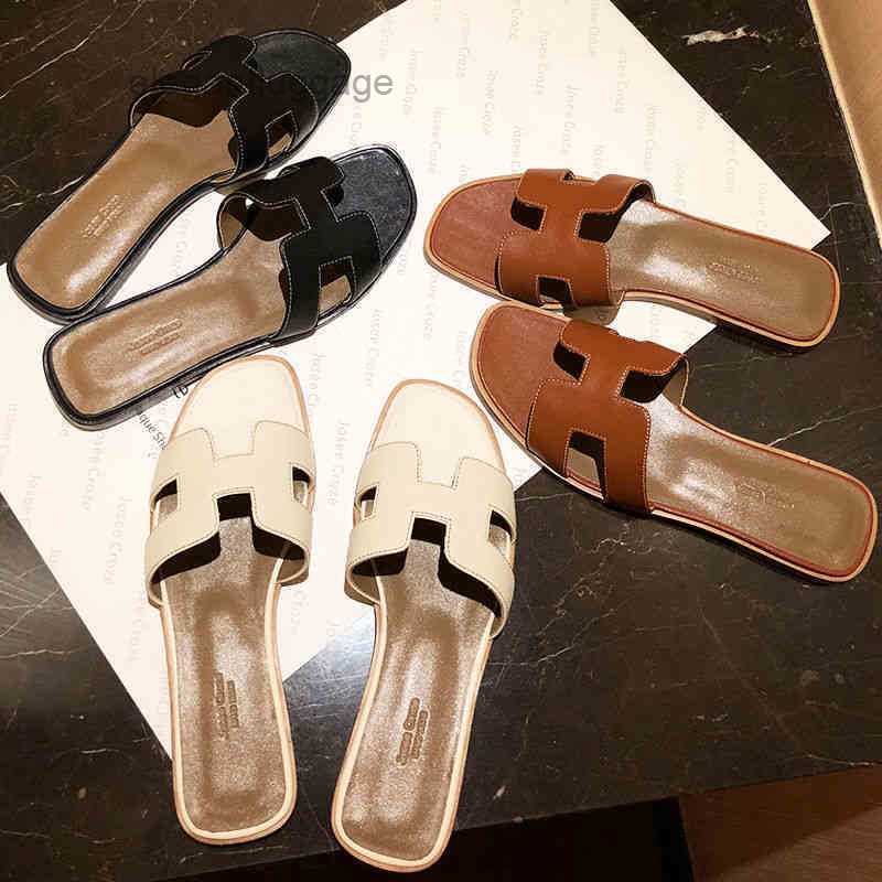 

Slippers Fashionable Trendy Hemes Women h Summer Women and Wear Versatile Net Red Flat Bottom Leather Sandals in Summer. Women's Seaside Travel and Vacation Beach 4NDI, Light brown