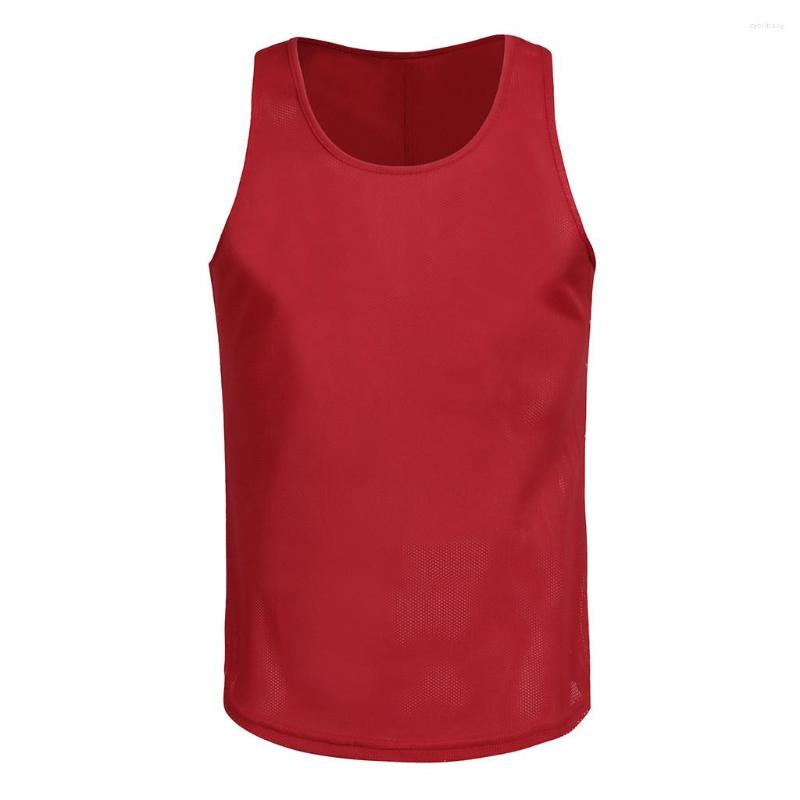 

Men's Casual Shirts Sleeveless Fitness Bodybuilding Top Breathable Men's T-Shirt Mesh Ves Sport Tank Blouse White Twill Shirt, C-red