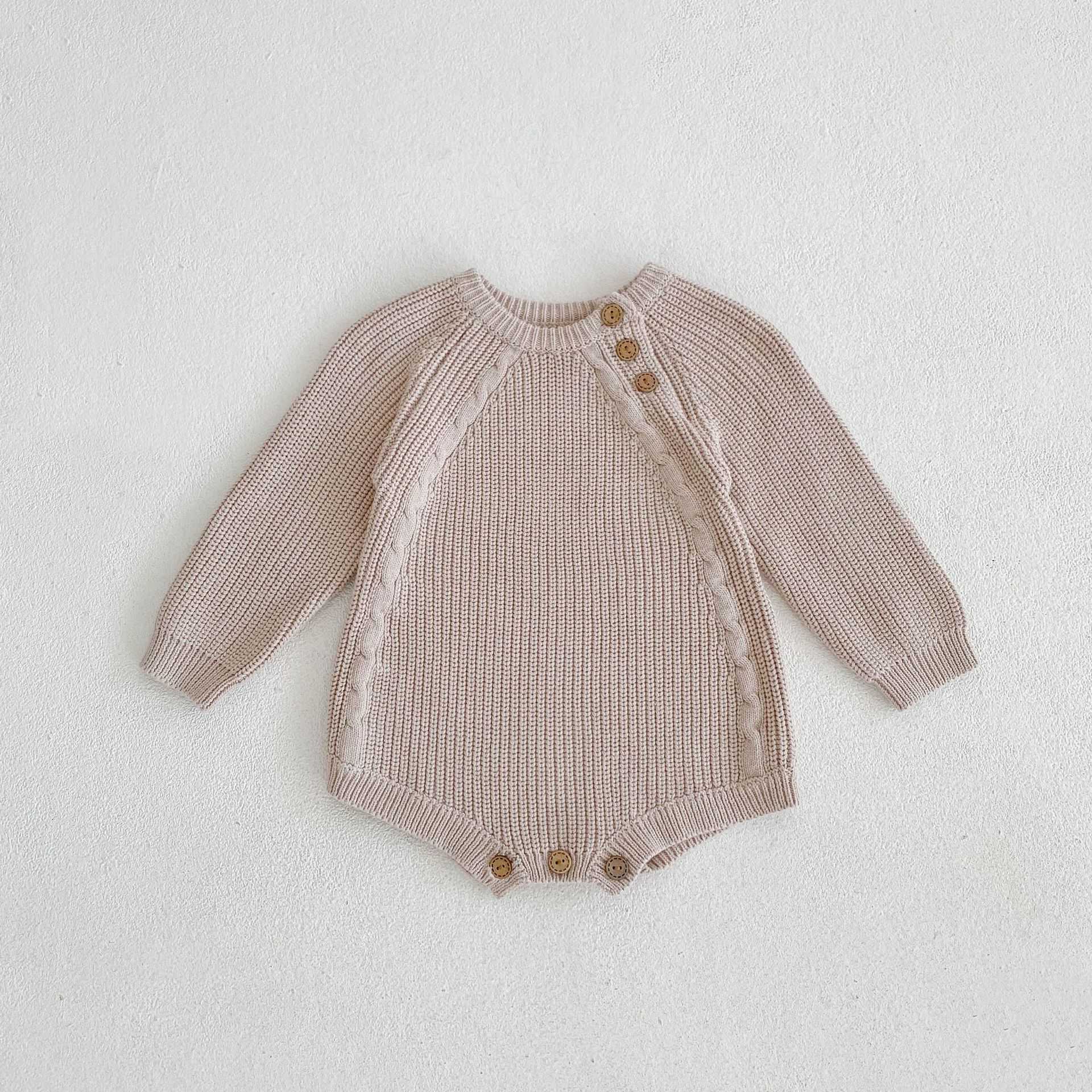 

Rompers 2022 Autumn New Children Boy Girl Baby Knitting Long Sleeve Romper Kid Casual Cotton Onesie Toddler Pure Color Jumpsuit Clothing J220922, Grey