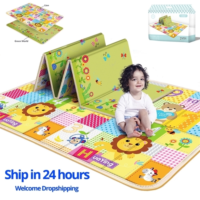 

Play Mats Baby Play Mat Foldable Children Carpet DoubleSided Cartoon Pattern Kids Room Carpet Educational Activity Surface Easy to, 180cm-100cm