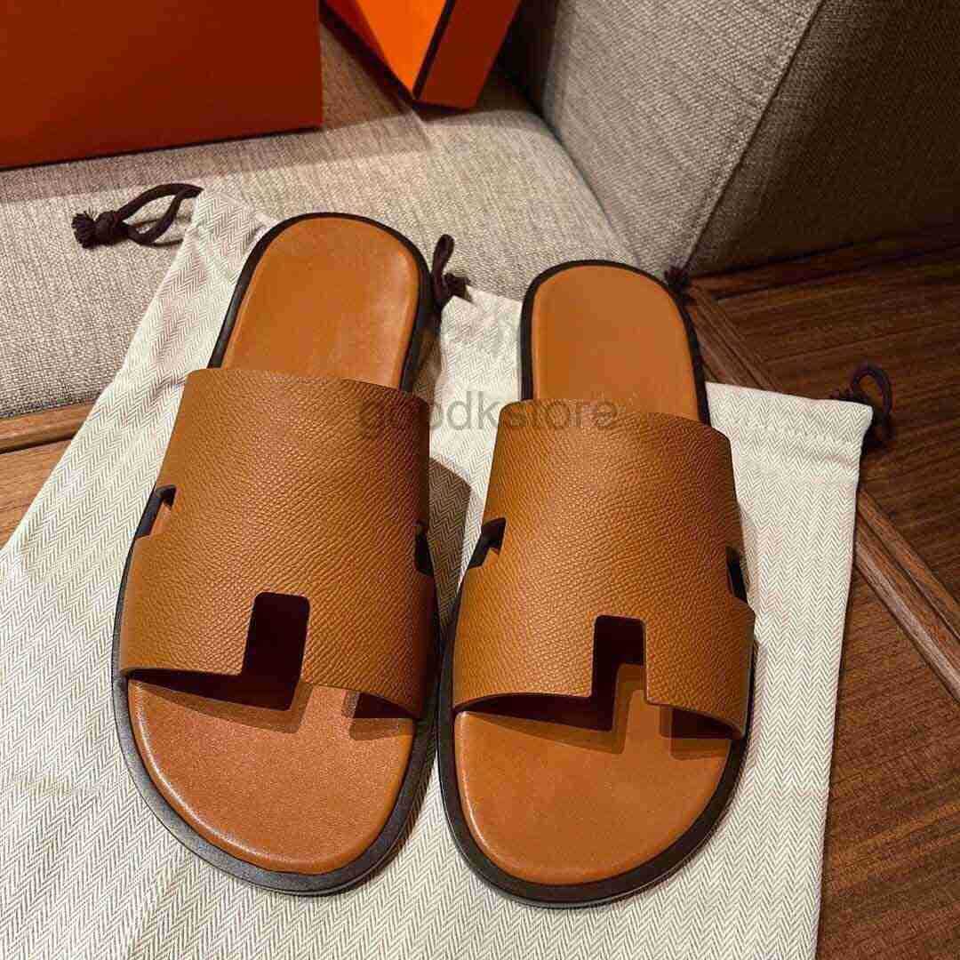 

Sandals Shoes Men Slippers Beach Slide Flats Flip Flops Sandalias Summer Luxury Izmir Calfskin Leather Boy 'S Slip