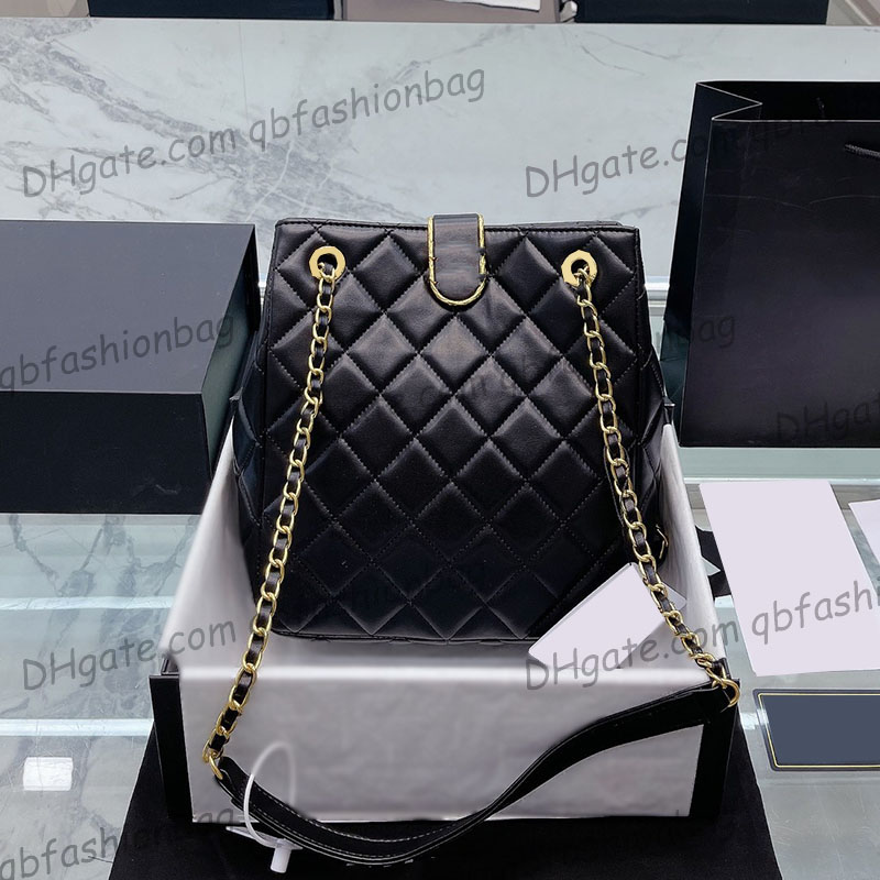 

Womens Vintage Lambskin Quilted Shopping Tote Bags Real Leather Large Capacity Jumbo Designer Purse Gold Metal Matelasse Chain Strap Shoulder Handbags 28X25CM, Box