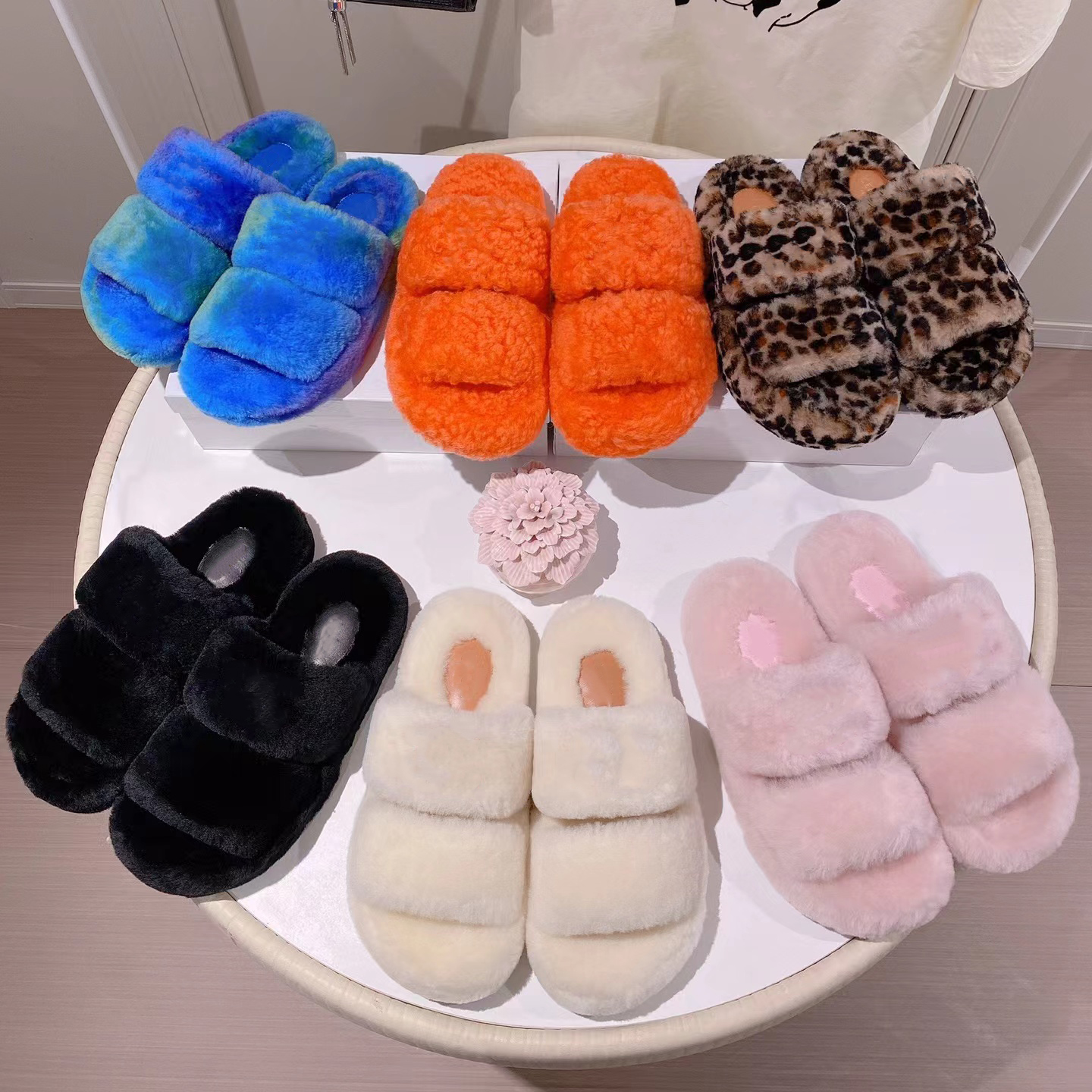 

Luxurys Fur Slides Open Slippers Warm Sandals Comfort Winter Men Women Scuffs Autumn Furry Sandal Real 67Wool Plush Fuzzy Girl Flip Flop Slipper 35-41, #5