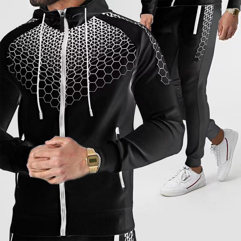 

Men's Tracksuits Men's 2022 Spring And Autumn High-quality Fashion 3D Sportswear Suit Long-sleeved Zipper Hoodie Jogging Pants 2-piece, White