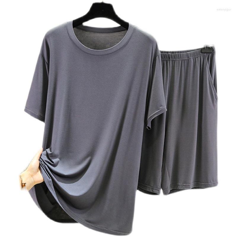 

Men's Sleepwear Plus Size  5XL 6XL Men Pajamas Set Summer Modal Short Sleeve Top Shorts Pijamas Suit Loose Casual Home Clothes, Black