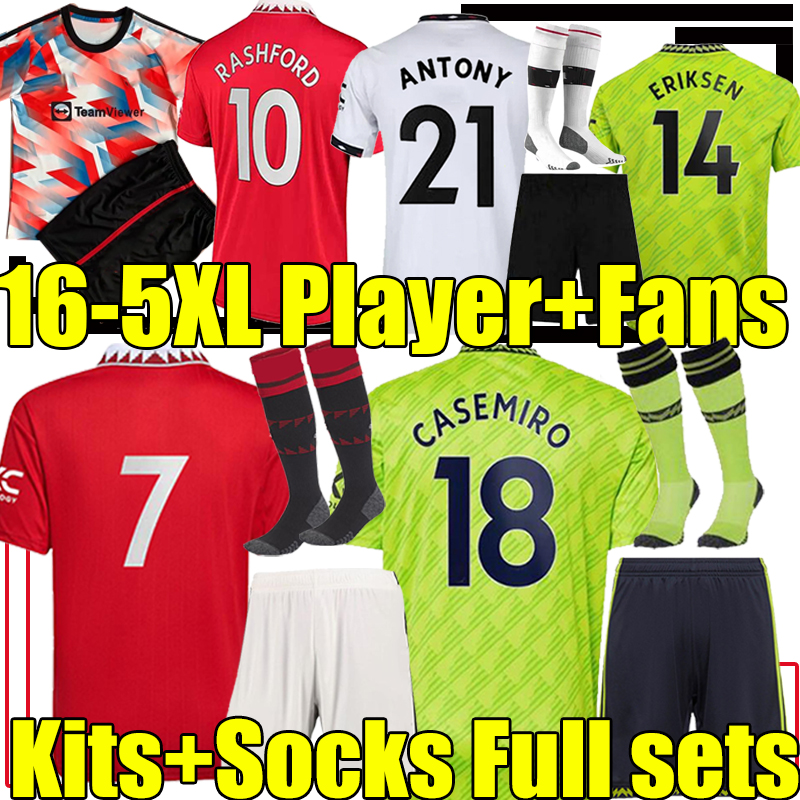 

5XL 22/23 SANCHO soccer jersey Fans Player version MANS UTDS ANTONY ERIKSEN FERNANDES CASEMIRO RASHFORD Elanga VARANE MAGUIRE MARTINEZ Kits sock sets football shirt, 22-23 away kit+socks