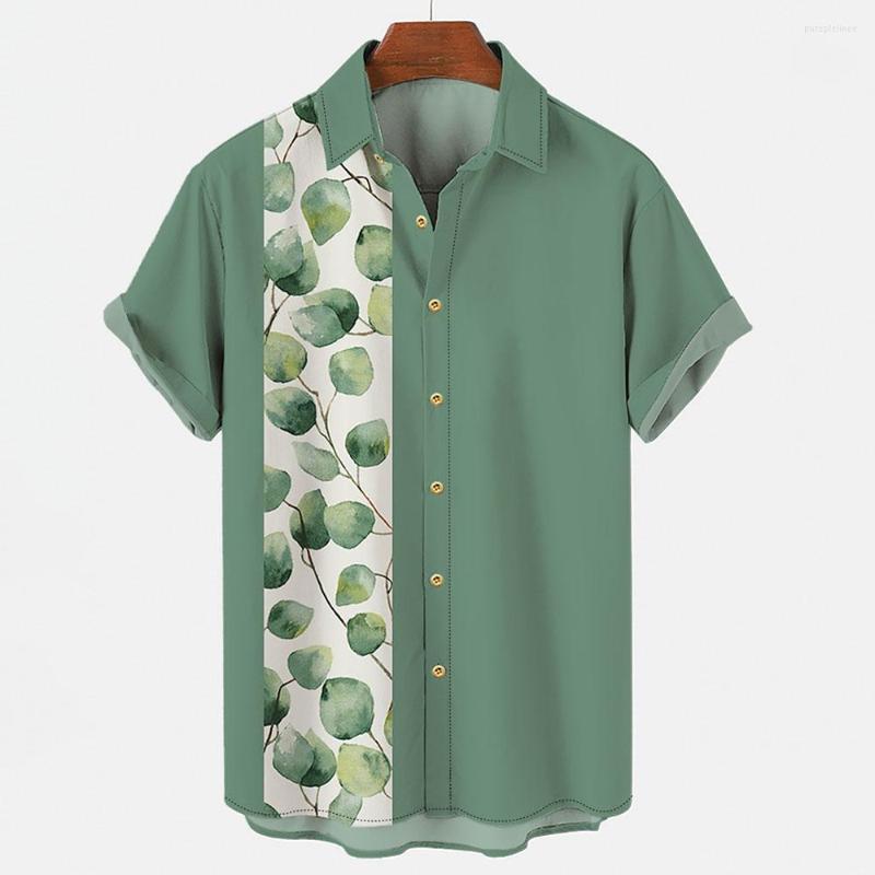 

Men's Casual Shirts Summer Loose Vintage Plant Leaf Contrast Color Hawaii Short Sleeve For Men 2022 Male Oversized Harajuku Blusas, Cs-1789