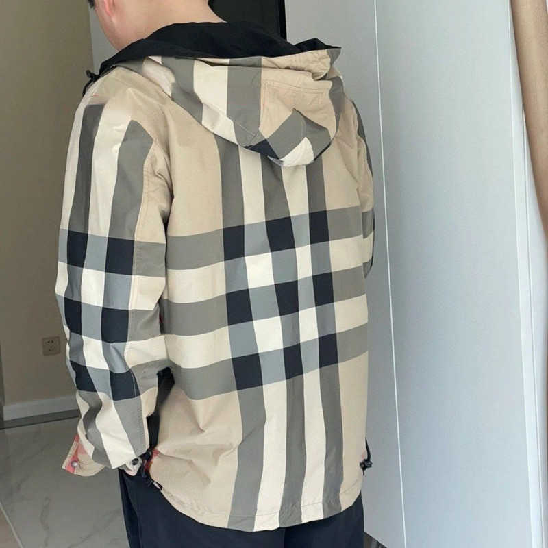 

Designer mens jacket bb plaid nylon waterproof windbreaker man reversible hooded jackets zippered cardigan coat, Check