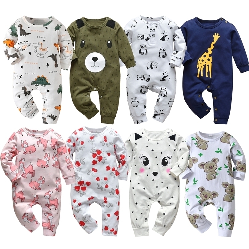 

Footies born Baby Boys Girls Romper Pajamas Infant Clothing Cotton Long Sleeve Print ONeck Comfy Jumpsuit Toddler Clothes Outfits 2201006, Transparent