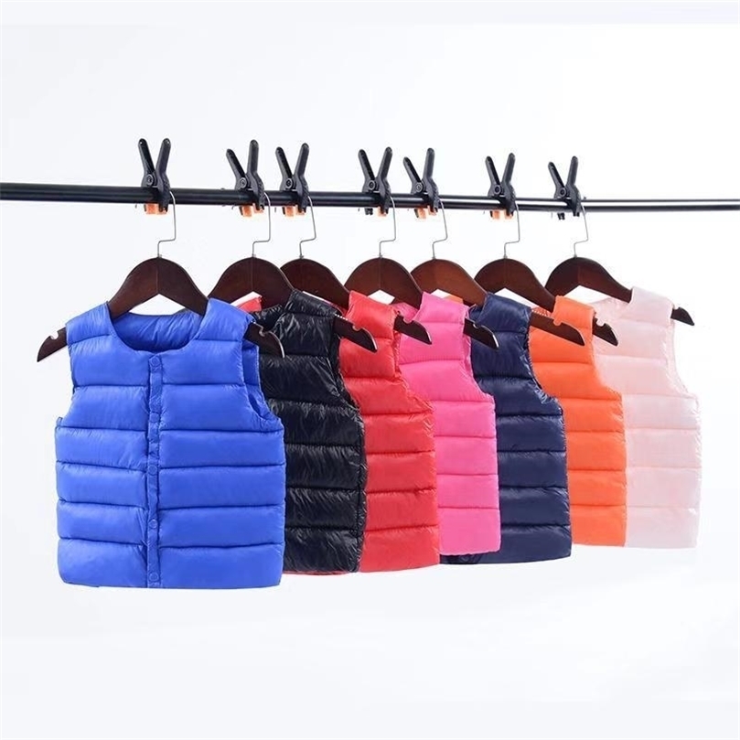 

Waistcoat Winter Children Warm Vest For Boys Girls Solid Color Down Cotton Soft Waistcoat Kids Sleeveless Jacket Outwear Toddler Clothing 2201006, Black