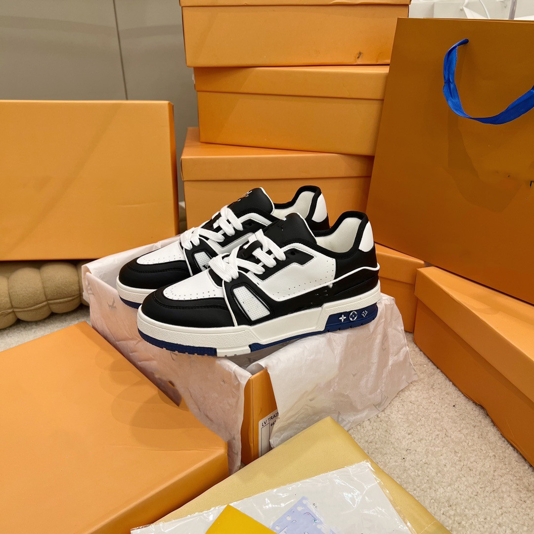 

Designer Trainer Sneaker Denim Monograms shoes Embossed White Signature women Rubber Canvas Leather Mens Trainers Sneakers Runner Shoes 03