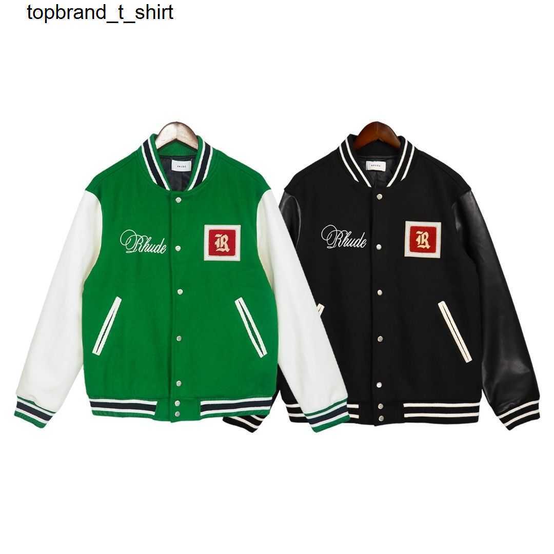 

new Men' designer Jackets Rhude fashion brand embroidered sleeve baseball jacket men' autumn casual Streetwear jacket, Black