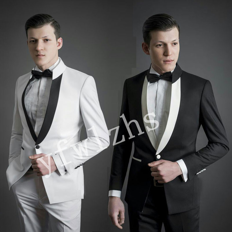 

Handsome One Button Groomsmen Mandarin Lapel Groom Tuxedos Man's Suits Wedding/Prom/Dinner Man Blazer Jacket Pants Tie K791, Same as image