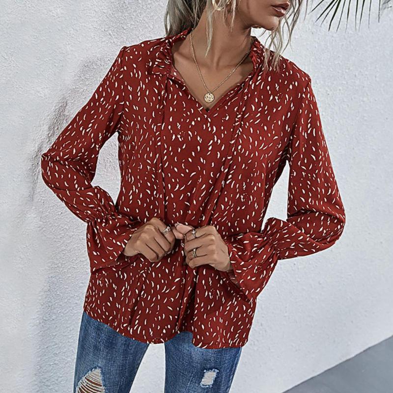 

Women's Blouses Sale Long Sleeve Women's Top And Blouse Autumn Spring V-Neck Ladies Shirt Office Lady Work Wear Female Tops Tee D30, Red