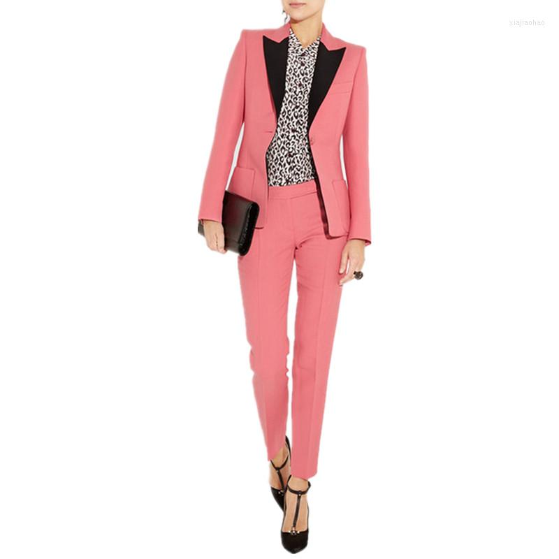

Women's Two Piece Pants Watermelon Red Womens Business Suits Female Office Uniform Ladies Trouser Formal Tuxedo Slim 2 Sets Blazer, Choose color chart