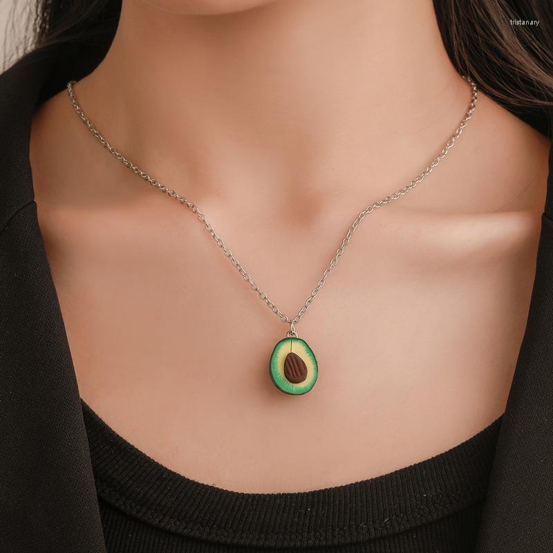 

Necklace Earrings Set The Accessories Personality Avocado Clay Earring Cartoon Fun Jewelry, Picture shown