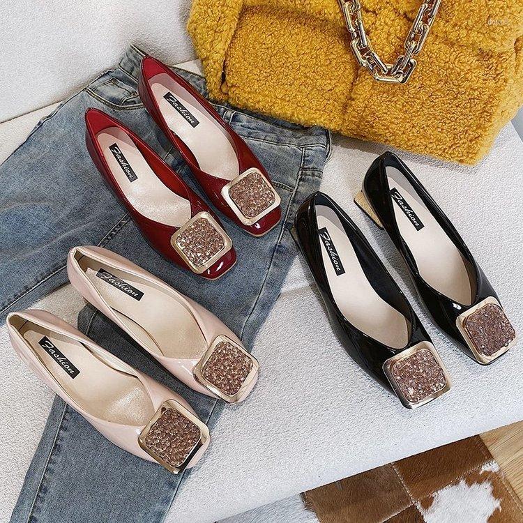 

Dress Shoes Classic Bridal Wedding Woman Metal Decoration Pumps Bowknot High Heel Designer Brand Chunky Heels Ladies, Black