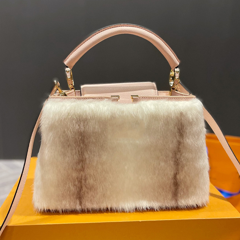 

Designer Women Capucines BB Mink Fur Tote Bag France Paris Luxury Brand L Animal Hair Top Handle Shoulder Bags Lady Small Monograms Evening Crossbody Handbag 28cm, Red 20cm