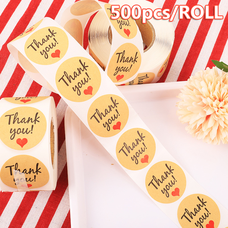 

Thank You Stickers Roll Simple and Sincere 1.5 inch Waterproof 500 Labels for Small Business Packaging Mailer Seal Stickers, Multi colors