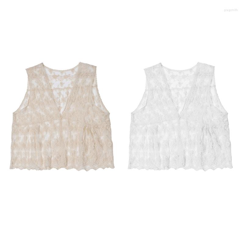 

Women's Vests Women Lace Floral Vest Vintage Waistcoat Pullover Cute Women's Fashion, White