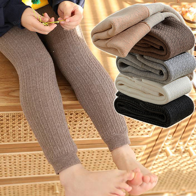 

Leggings Tights Winter Warm for Girls Boys Young Children Pantyhose Fleece Twist Thick Knitting Plus Velvet Cotton Stockings 221006, D0101b khaki