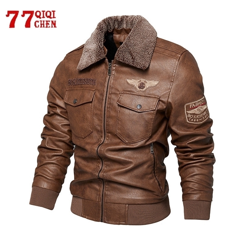 

Mens Fur Faux Fur Autumn Winter PU Leather Jacket Men Vintage Detachable Fur Collar Multiple Pockets Tactical Jackets Fashion Slim Leather Coat 2201006, Gray