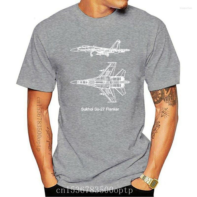 

Men's T Shirts Quality Tops Hipster Tees Military T-Shirt Russian Plane Fighter - Sukhoi Su 27 Flanker Blueprint F16 F22Custom Shirt, Greenmen