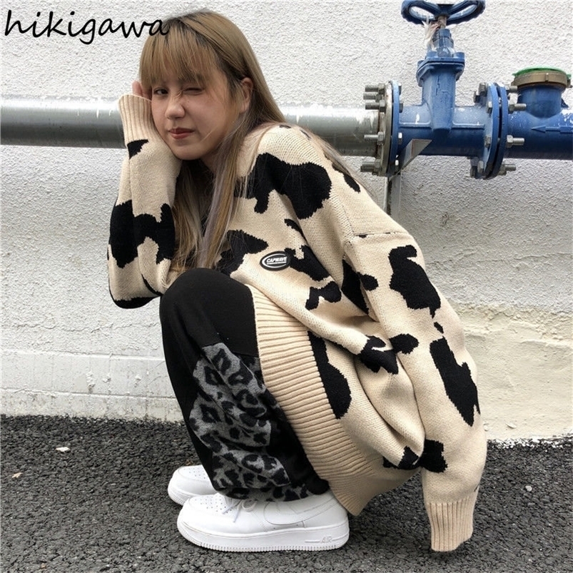 

Women' Sweaters Harajuku Pullovers Women Streetwear BF Jumper Sueter Mujer Print Casual Oversized Sweaters Y2k Tops Korean Clothes for Teens 221006, Beige