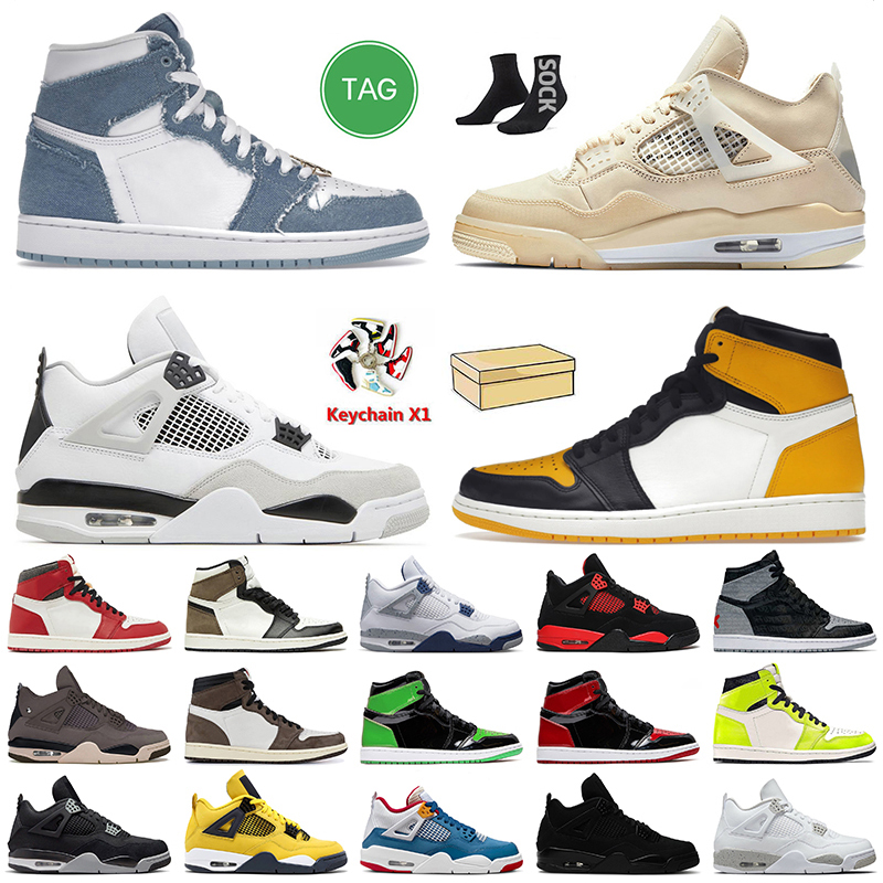 

Denim 1s Women Mens Basketball Shoes Jumpman 1 4 Sail 4s Military High OG Taxi Midnight Navy Lost Found Patent Bred Red Thunder Canvas Offs, C24 university blue 36-47