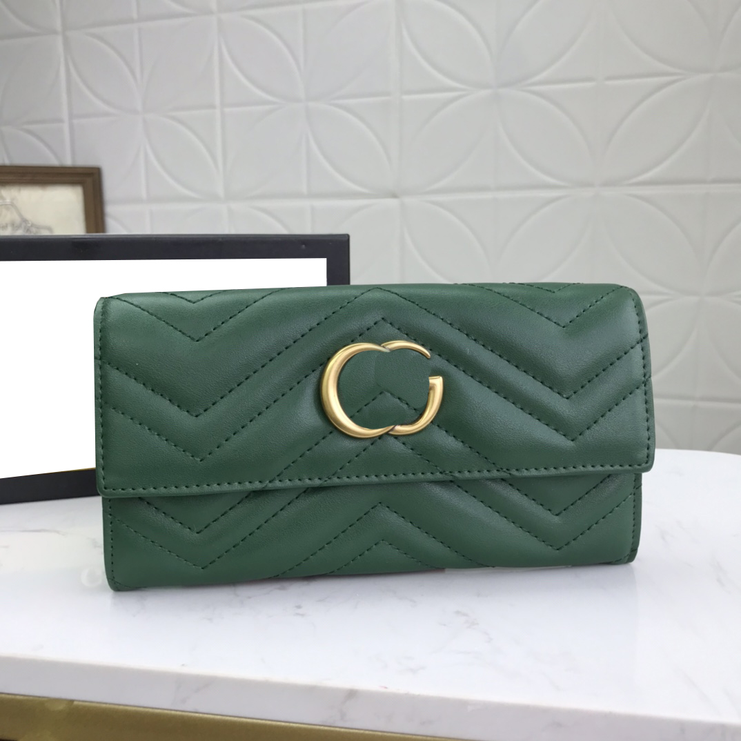 

Classic Long Flip Wallets Credit Card Holder Coin Purse Genuine Leather Wallet Ladies Lambskin Purse With Box, Black/with box