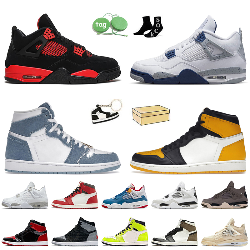 

Women Mens Basketball Shoes Red Thunder 4s Midnight Navy Jumpman 4 1 Denim 1s A Ma Maniere Offs White Sail Black Cat Military Oreo Dark, C15 new black cat 36-47