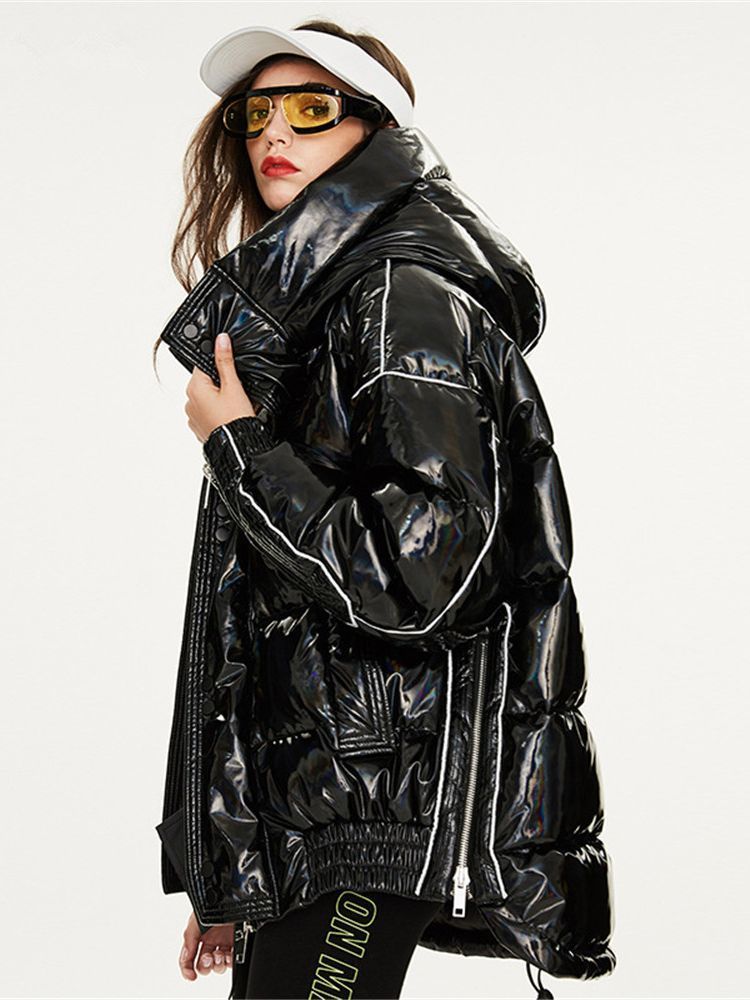 

Women's Down Parkas Winter Shiny Waterproof oversized Coats warm fluffy down coat female thicker Hooded parkas catwalk jackets wy1054 220930, Shiny silvery