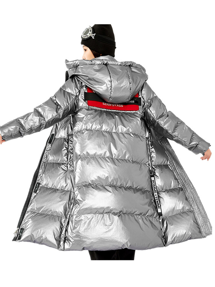 

Women' Down Parkas Glossy Silvery Duck Down Coats Winter Longer Hooded Down parkas Coats Female Thicker Warm Oversized Outerwear Parkas wy1037 220930, Black