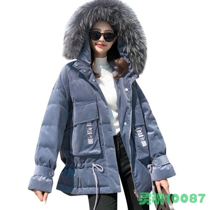 

Women's Down Parkas Highquality velvet fabric hooded thicker down jacket female luxurious fake fur hooded was thin thicker warm down coats wq669 220930, Navy