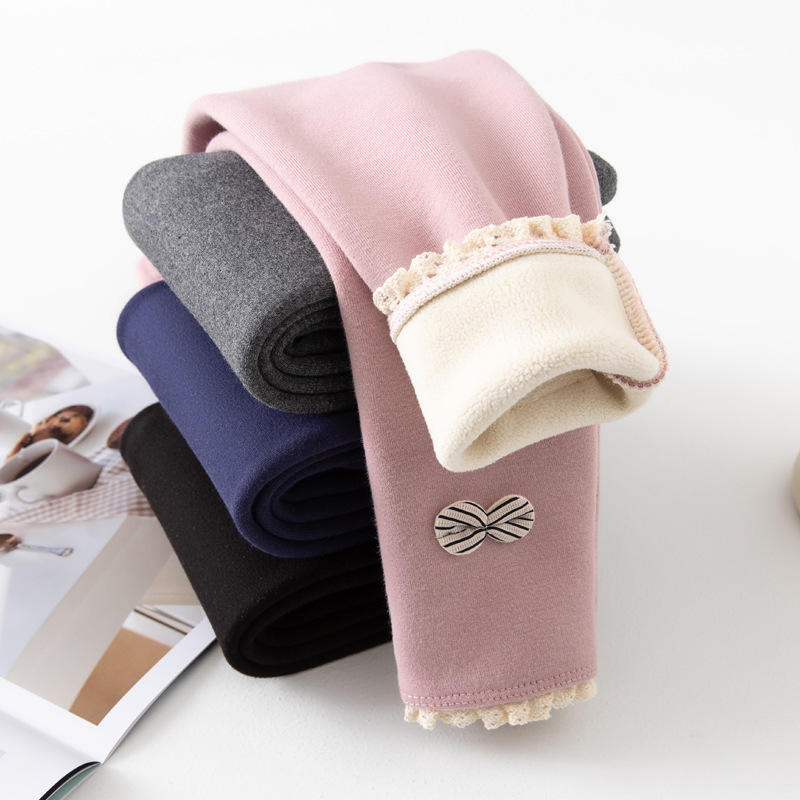 

Leggings Tights Girls Plus Velvet Thickening Keep Warm Kids Children Cotton Pants Clothing 221006, Pink