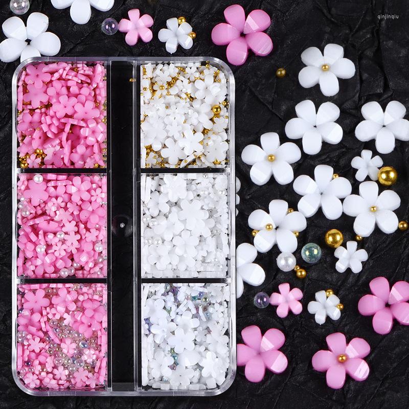 

Nail Art Kits 6 Grids Flower Jewelry Mixed Gold And Silver Steel Ball Supplies For Professional Accessories DIY Manicure