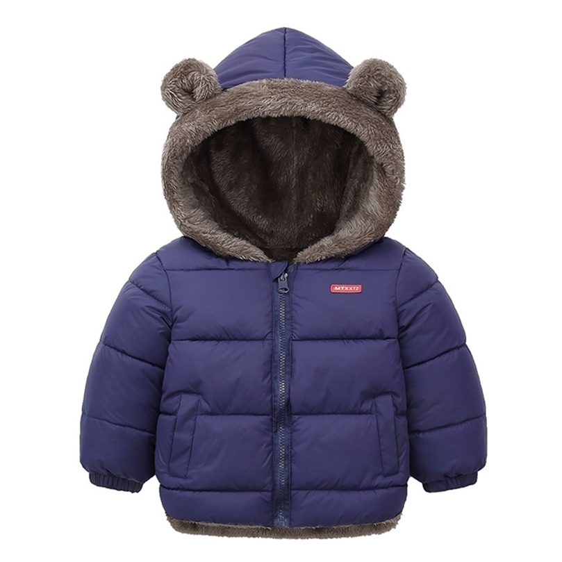 

Jackets Winter Thicken Kids For Girls Coats Boys Plus Cashmere Toddler Hooded Outerwear Infant Children Clothes 2201006, Navy