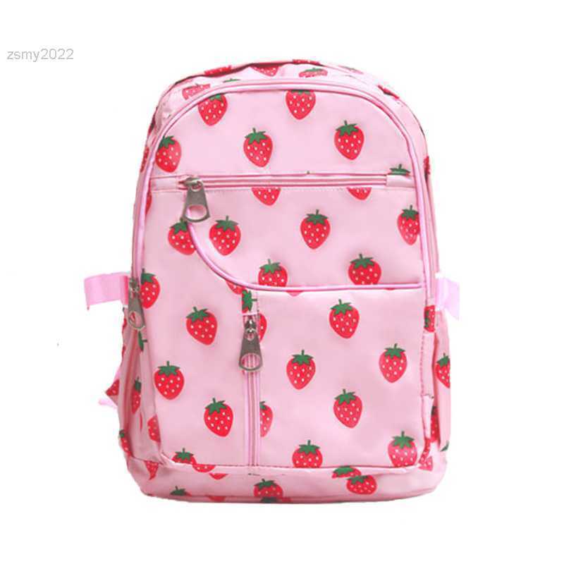 

Harajuku Kawaii Strawberry Pack Bag Canvas Backpack Sweet Lolita Girl Student Zipper Lolita Schoolbag Travel Bag, Pink